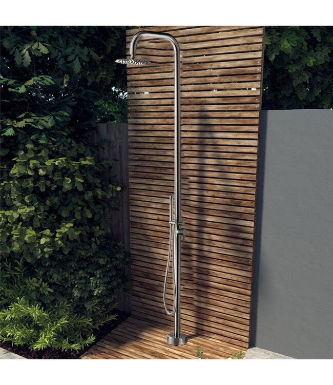 Buitendouche Set Eros Rond RVS 2 Greeps Mengkraan met Staafhanddouche