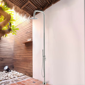 Buitendouche Set Eros Rond RVS 2 Greeps Mengkraan met Staafhanddouche