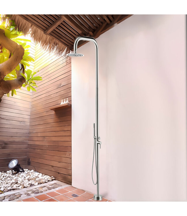 Buitendouche Set Eros Rond RVS 2 Greeps Mengkraan met Staafhanddouche