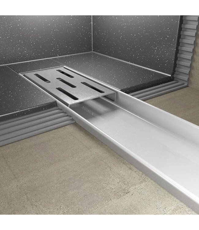 Douchegoot RVS FLENS 110 cm met Uitneembaar Sifon + uitneembaar haarfilter