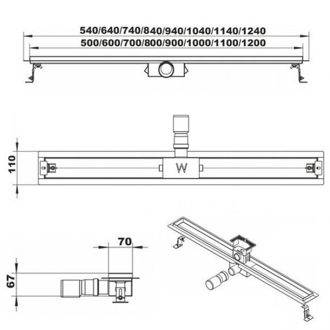 Douchegoot RVS FLENS 120 cm met Uitneembaar Sifon + uitneembaar haarfilter