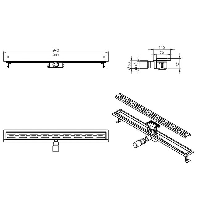 Douchegoot Mat Zwart FLENS 100 CM met Uitneembaar Sifon + uitneembaar haarfilter Douchegoot Mat Zwart FLENS 100 CM met Uitneembaar Sifon + uitneembaar haarfilter