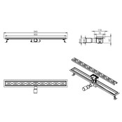 Douchegoot Geborsteld Koper FLENS 100 CM met Uitneembaar Sifon + uitneembaar haarfilter