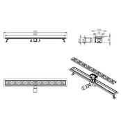 Douchegoot Geborsteld Koper FLENS 80 CM met Uitneembaar Sifon + uitneembaar haarfilte
