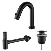 Fonteinkraan set Mila geborsteld Koper Toiletkraan + Sifon + Clickwaste