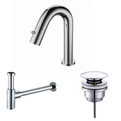 Fonteinkraan set Mila geborsteld Goud Toiletkraan + Sifon + Clickwaste