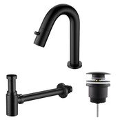 Fonteinkraan set Mila Gunmetal Toiletkraan + Sifon + Clickwaste