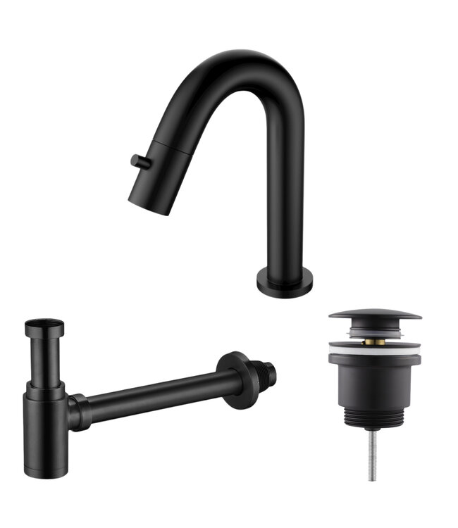 Fonteinkraan set Mila Gunmetal Toiletkraan + Sifon + Clickwaste