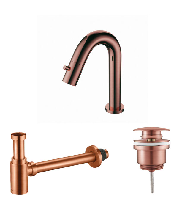 Fonteinkraan set Mila Mat Zwart Toiletkraan + Sifon + Clickwaste