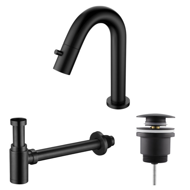 Fonteinkraan set Mila Chroom Toiletkraan + Sifon + Clickwaste