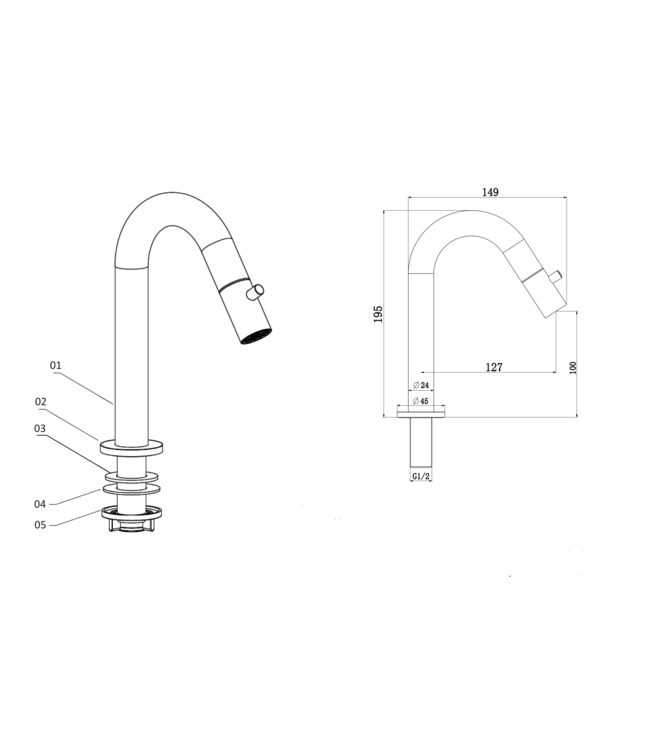 ALONI Fontein kraan Mila Gunmetal Exclusive Opbouw 1/2'