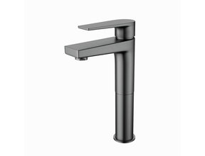 Wastafelkraan Mila Gun Metal Opbouw Hoog 1 Greeps