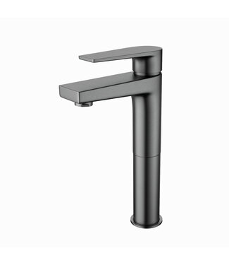 ALONI Wastafelkraan Mila Gun Metal Opbouw Hoog 1 Greeps