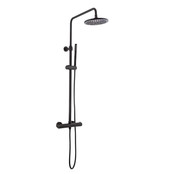 Opbouw regendouche set Effeze Mat Zwart 20cm rond hoofddouche op de hoogte verstelbaar