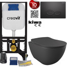 Toiletset Antraciet Mat Creavit Freedom compleet toiletset incl. wc bril softclose + inbouwreservoir + Drukplaat