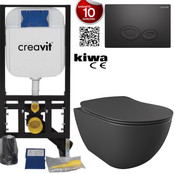 Toiletset Antraciet Mat Creavit Freedom met bidet compleet toiletset incl. wc bril softclose + inbouwreservoir + Drukplaat Toiletset Antraciet Mat Creavit Freedom met bidet compleet toiletset incl. wc bril softclose + inbouwreservoir + Drukplaat