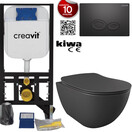 Toiletset Antraciet Mat Creavit Freedom met bidet compleet toiletset incl. wc bril softclose + inbouwreservoir + Drukplaat