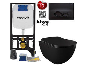 Toiletset Zwart Mat Creavit Freedom compleet toiletset incl. wc bril softclose + inbouwreservoir + Drukplaat