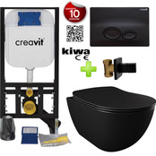 Toiletset Zwart Mat Creavit Freedom compleet toiletset incl. wc bril softclose + inbouwreservoir + Drukplaat