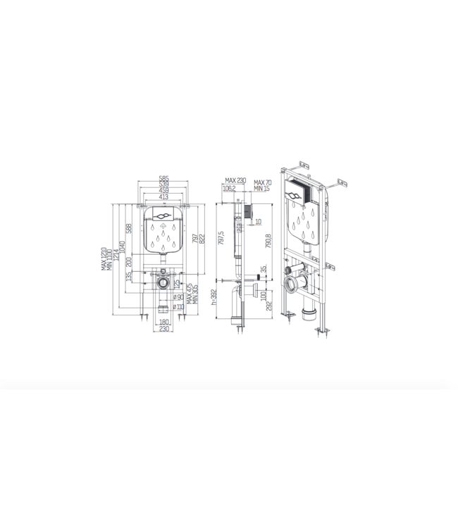 Toiletset Zwart Mat met bidet Creavit Freedom compleet toiletset incl. wc bril softclose + inbouwreservoir + Drukplaat