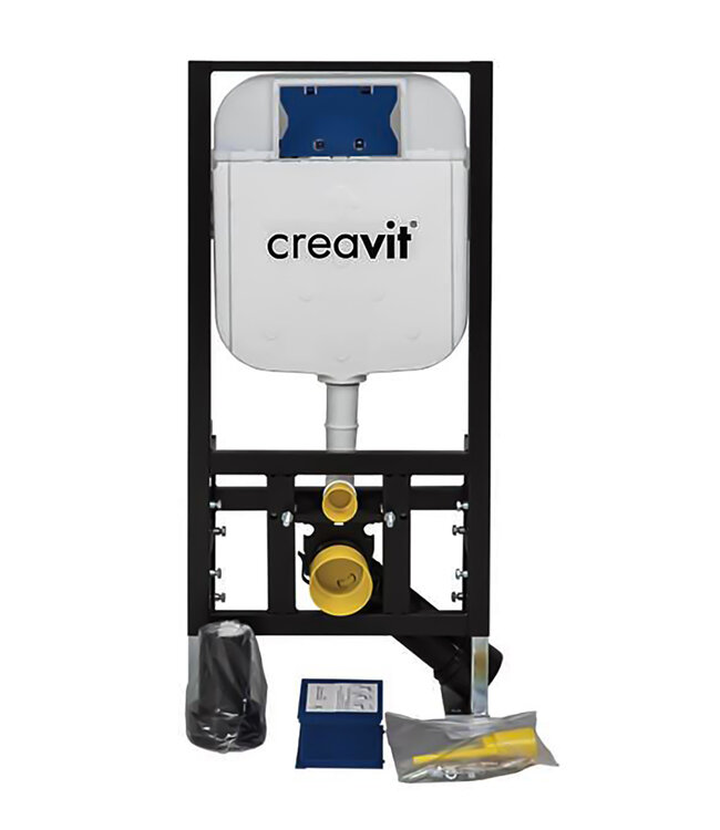 Toiletset Zwart Mat Randloos Creavit Freedom compleet toiletset incl. wc bril softclose + inbouwreservoir + Drukplaat