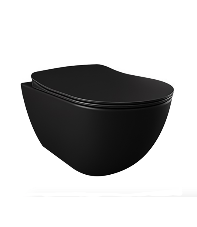 Toiletset Zwart Mat Randloos met bidet Creavit Freedom compleet toiletset incl. wc bril softclose + inbouwreservoir + Drukplaat