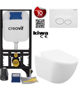 CREAVIT Toiletset Mat Wit Creavit Freedom compleet toiletset incl. wc bril softclose + inbouwreservoir + Drukplaat