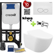 Toiletset Mat Wit Creavit Freedom compleet toiletset incl. wc bril softclose + inbouwreservoir + Drukplaat Toiletset Mat Wit Creavit Freedom compleet toiletset incl. wc bril softclose + inbouwreservoir + Drukplaat