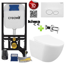 Toiletset Mat Wit Creavit Freedom compleet toiletset incl. wc bril softclose + inbouwreservoir + Drukplaat