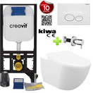 Toiletset Mat Wit met bidet Creavit Freedom compleet toiletset incl. wc bril softclose + inbouwreservoir + Drukplaat