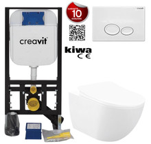 Toiletset Wit Creavit Freedom compleet met wc bril softclose + inbouwreservoir + Drukplaat