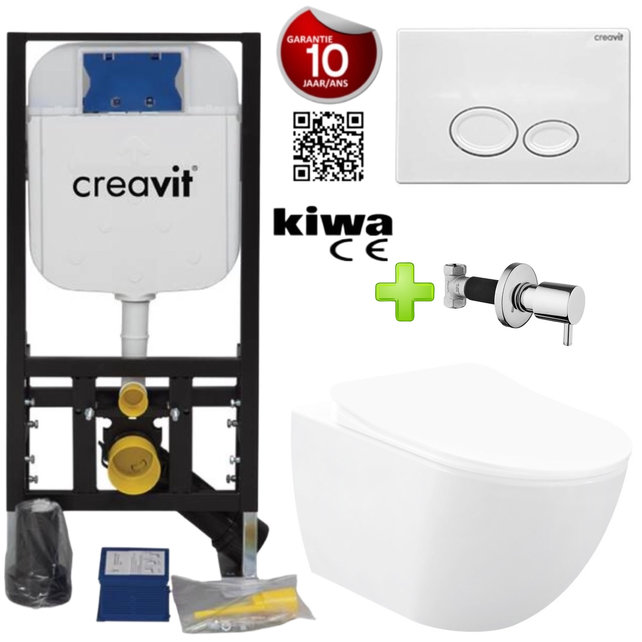 Toiletset Wit met Bidet Creavit Freedom compleet met wc bril softclose + inbouwreservoir + Drukplaat Toiletset Wit met Bidet Creavit Freedom compleet met wc bril softclose + inbouwreservoir + Drukplaat