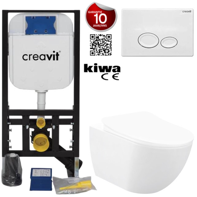 Toiletset Wit met Bidet Creavit Freedom compleet met wc bril softclose + inbouwreservoir + Drukplaat Toiletset Wit met Bidet Creavit Freedom compleet met wc bril softclose + inbouwreservoir + Drukplaat