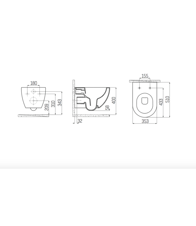 Toiletset Wit Randloos met Bidet Creavit Freedom compleet met wc bril softclose + inbouwreservoir + Drukplaat