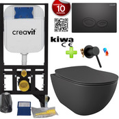 Toiletset met bidet Randloos Warm - Koud Mat Antraciet met omstelkraan incl. Softclose toiletbril Toiletset met bidet Randloos Warm - Koud Mat Antraciet met omstelkraan incl. Softclose toiletbril