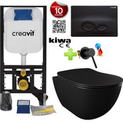 Toiletset met bidet Randloos Warm - Koud Mat Antraciet met omstelkraan incl. Softclose toiletbril Toiletset met bidet Randloos Warm - Koud Mat Antraciet met omstelkraan incl. Softclose toiletbril