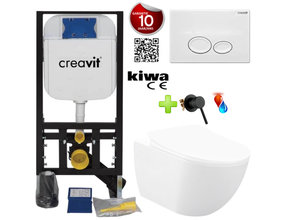 Toiletset met bidet Randloos Warm - Koud Wit met omstelkraan incl. Softclose toiletbril