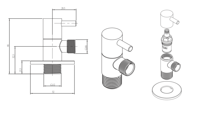 Hoekstopkraan Delta Chroom Bidetkraan 1/2x1/2 Stopkraan / Stopkranen