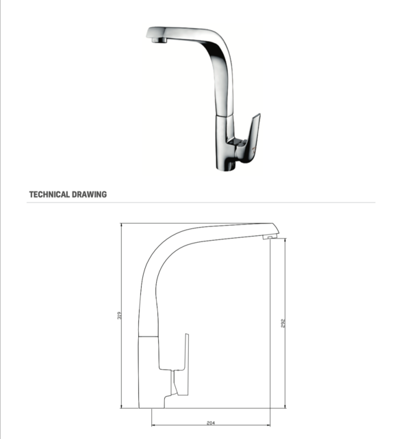 Keukenkraan Aloni Chroom Quadro  Draaibare uitloop Waterbesprarend