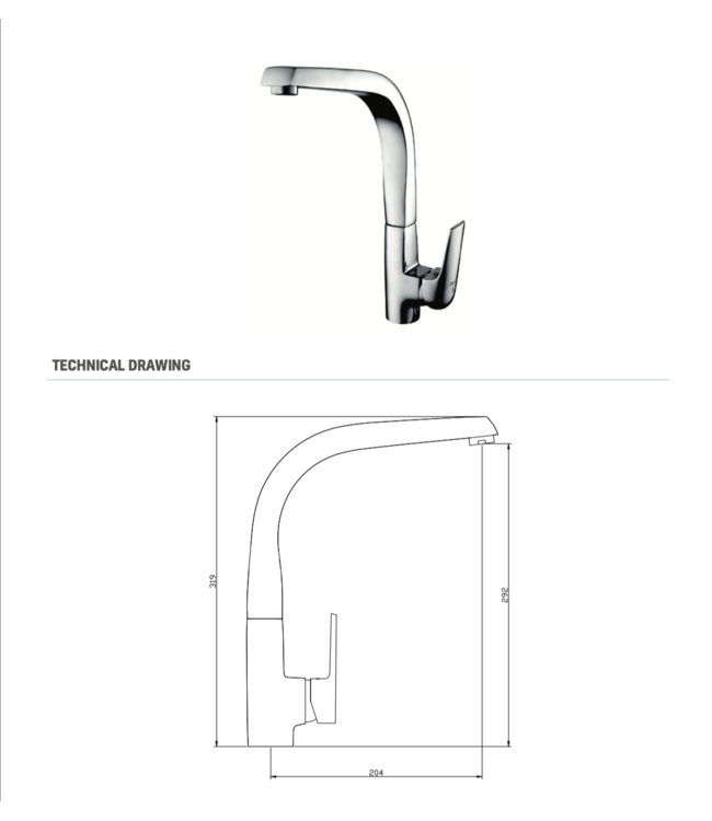 Keukenkraan Aloni Chroom Quadro  Draaibare uitloop Waterbesprarend