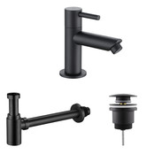 Fonteinkraan set Mila X geborsteld goud Toiletkraan + Sifon + Clickwaste