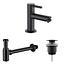 ALONI Fonteinkraan set Mila X geborsteld goud Toiletkraan + Sifon + Clickwaste