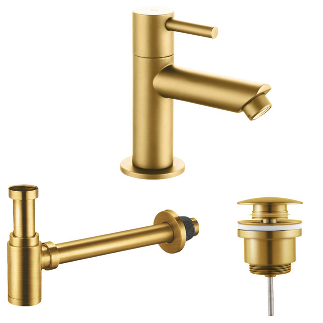 Fonteinkraan set Mila X  Mat Zwart Toiletkraan + Sifon + Clickwaste