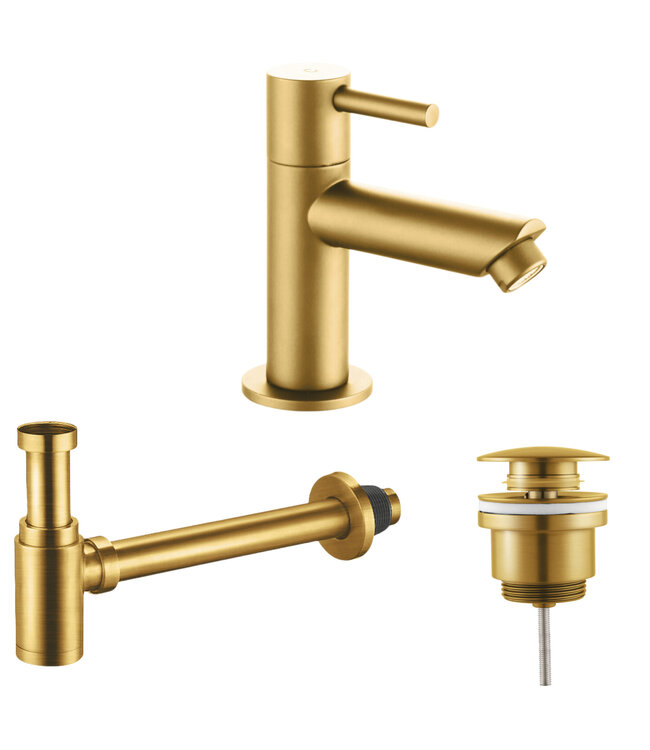 ALONI Fonteinkraan set Mila X  Mat Zwart Toiletkraan + Sifon + Clickwaste