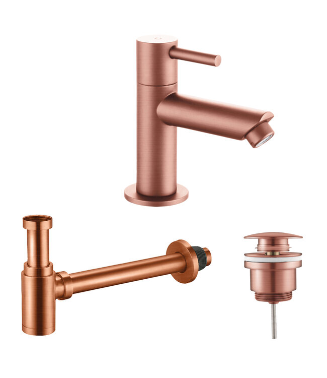 Fonteinkraan set Mila X  Mat Zwart Toiletkraan + Sifon + Clickwaste