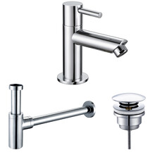 Fonteinkraan set Mila X  Chroom Toiletkraan + Sifon + Clickwaste