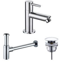 Fonteinkraan set Mila X  Chroom Toiletkraan + Sifon + Clickwaste