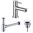 ALONI Fonteinkraan set Mila X Chroom Toiletkraan + Sifon + Clickwaste