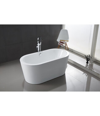 ALONI Vrijstaand bad Liberta Ovaal 160x75x60 cm Glasvezelversterkt Hoogwaardig Acryl Glans Wit met Badwaste en Overloop