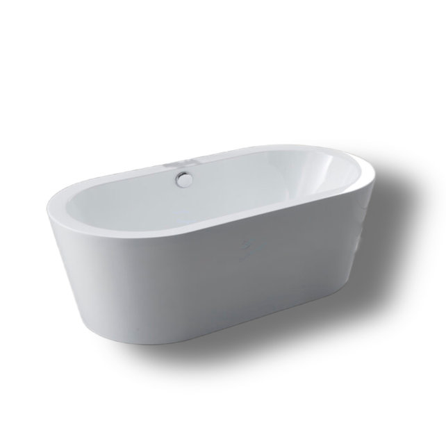 Vrijstaand bad Liberta Ovaal 170x80x60 cm Glasvezelversterkt Hoogwaardig Acryl Glans Wit met Badwaste en Overloop